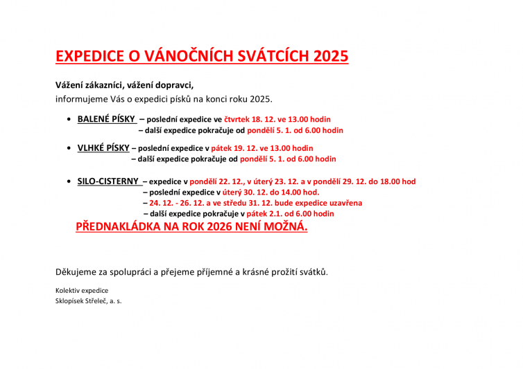 2025 Expedice o vánocích 2025 Expedice o vánocích
