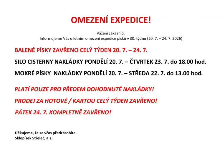 celozávodní dovolená 2026